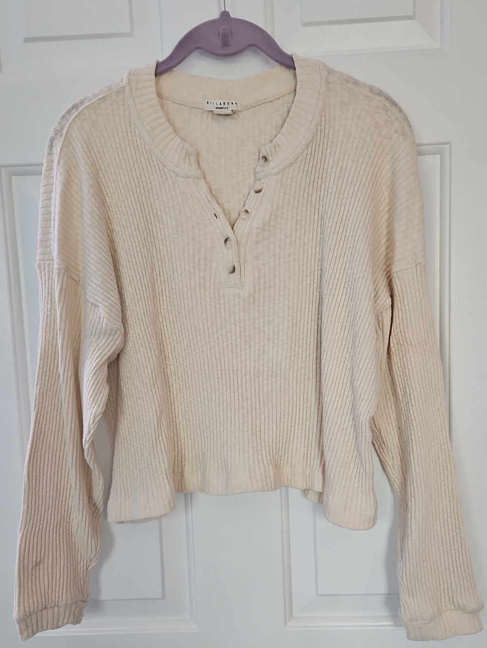 Billabong Cream Ribbed Henley Pullover
